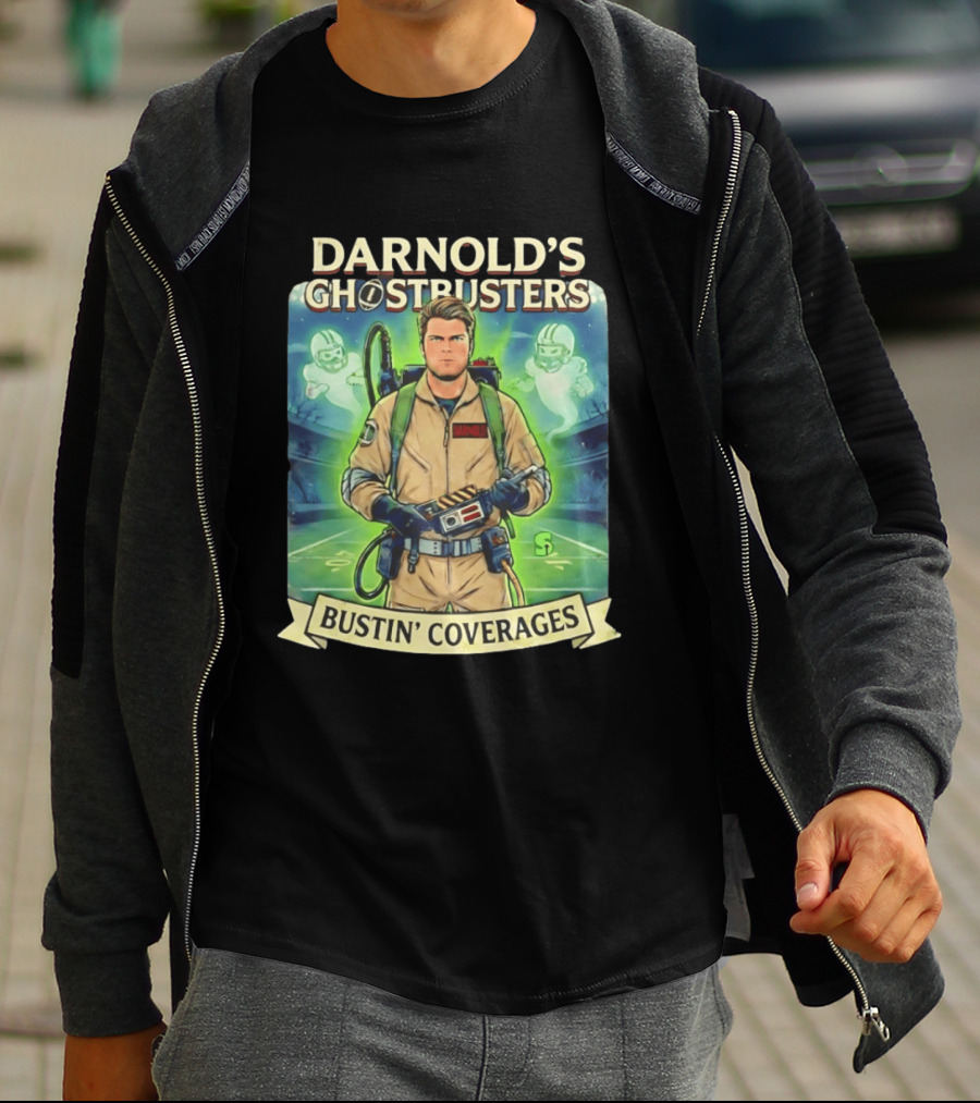 Darnold's Ghostbusters Bustin' Coverages Paranormal NFL Football Action T-Shirt