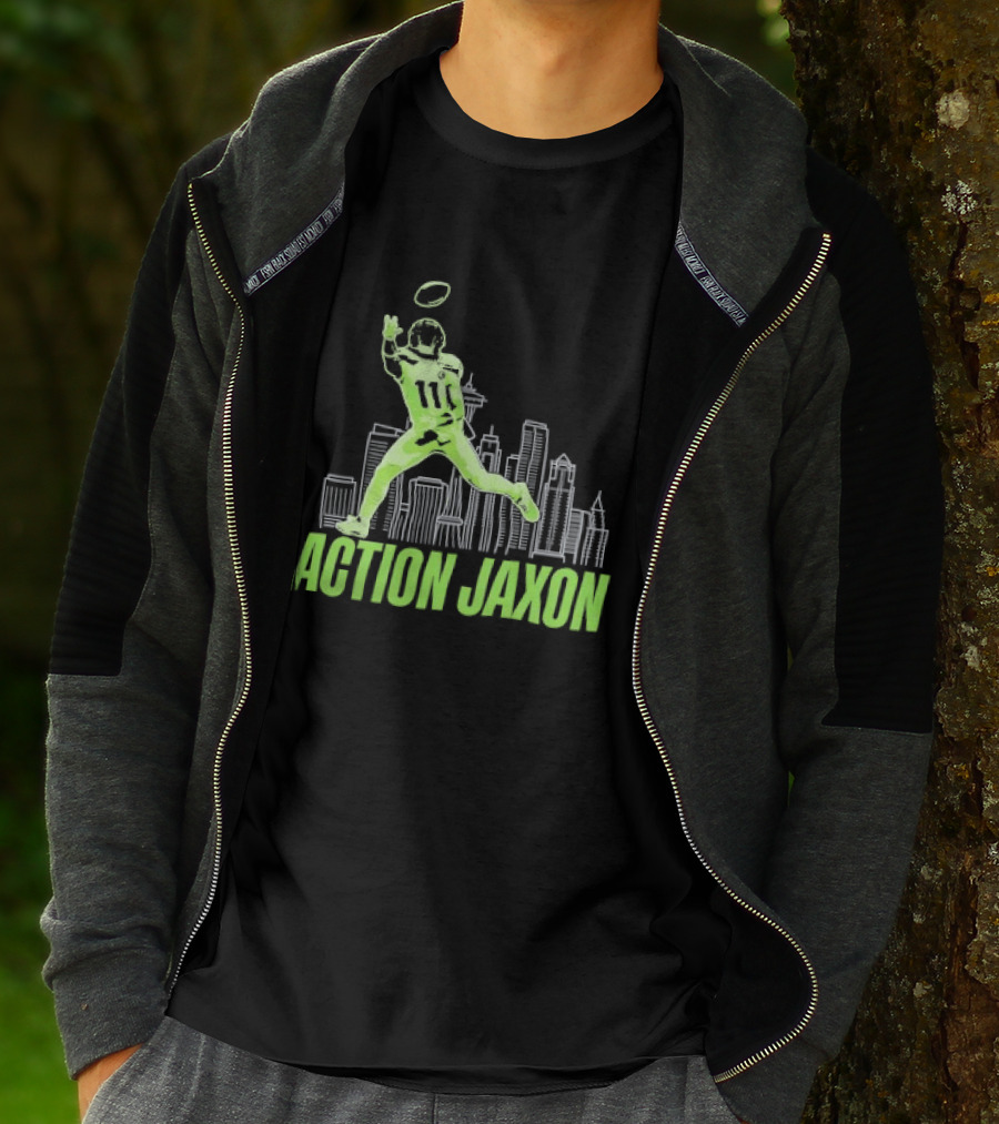 Seattle Football Jaxon Smith Njigba Action Jaxon Skyline T-Shirt