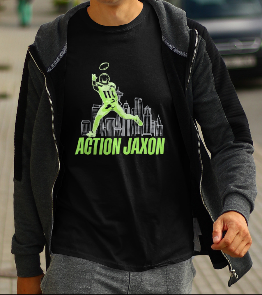 Seattle Football Jaxon Smith Njigba Action Jaxon Skyline T-Shirt