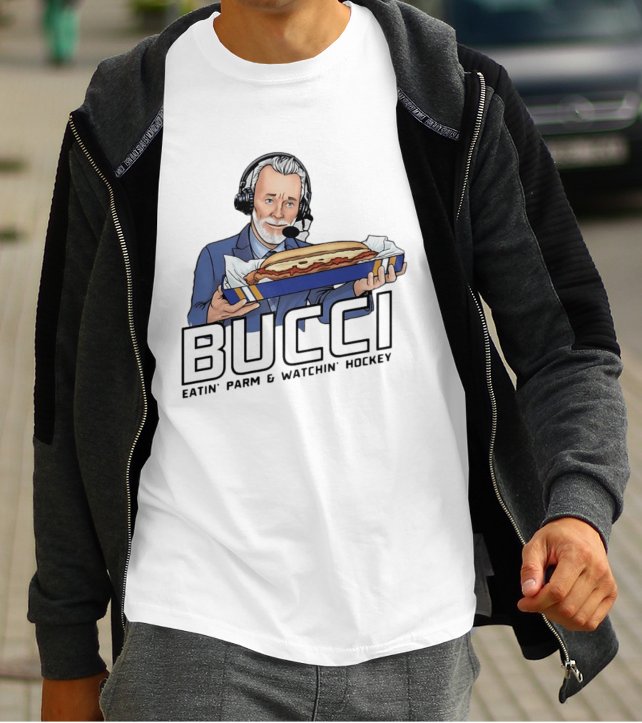 BUCCI Eatin' Parm And In' Hockey With Headset And Sub Sandwich T-Shirt