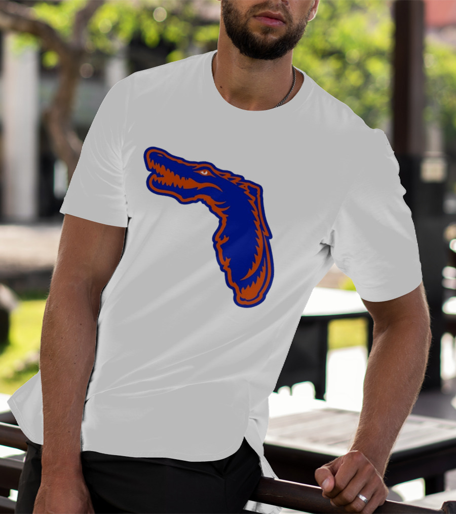 Florida Gators State Shape Blue Orange Gator Map T-Shirt