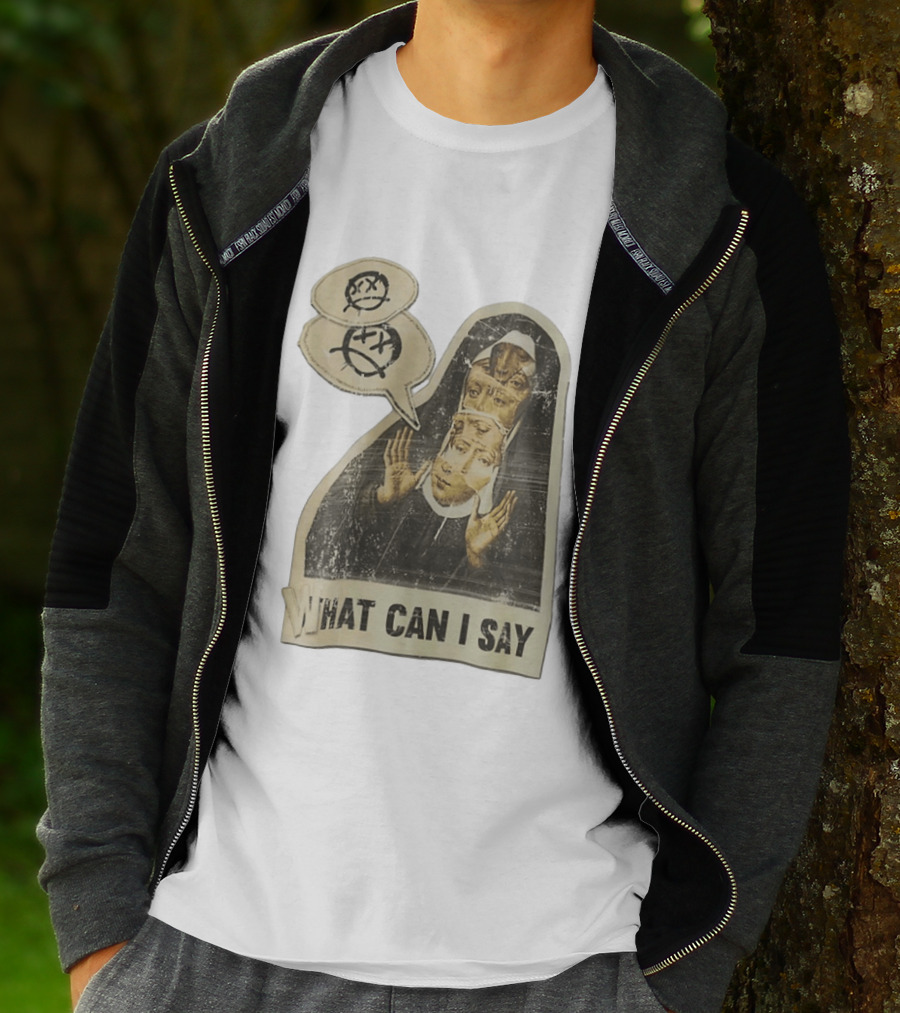 What Can I Say Surreal Collage Nun Expressionist Sociopolitical Commentary T-Shirt