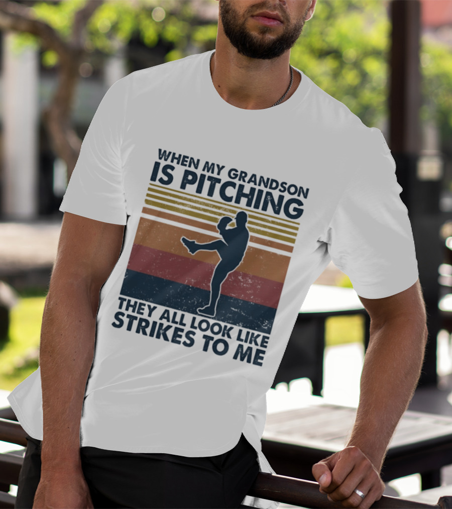 Grandson Pitching Baseball Strikes T-Shirt