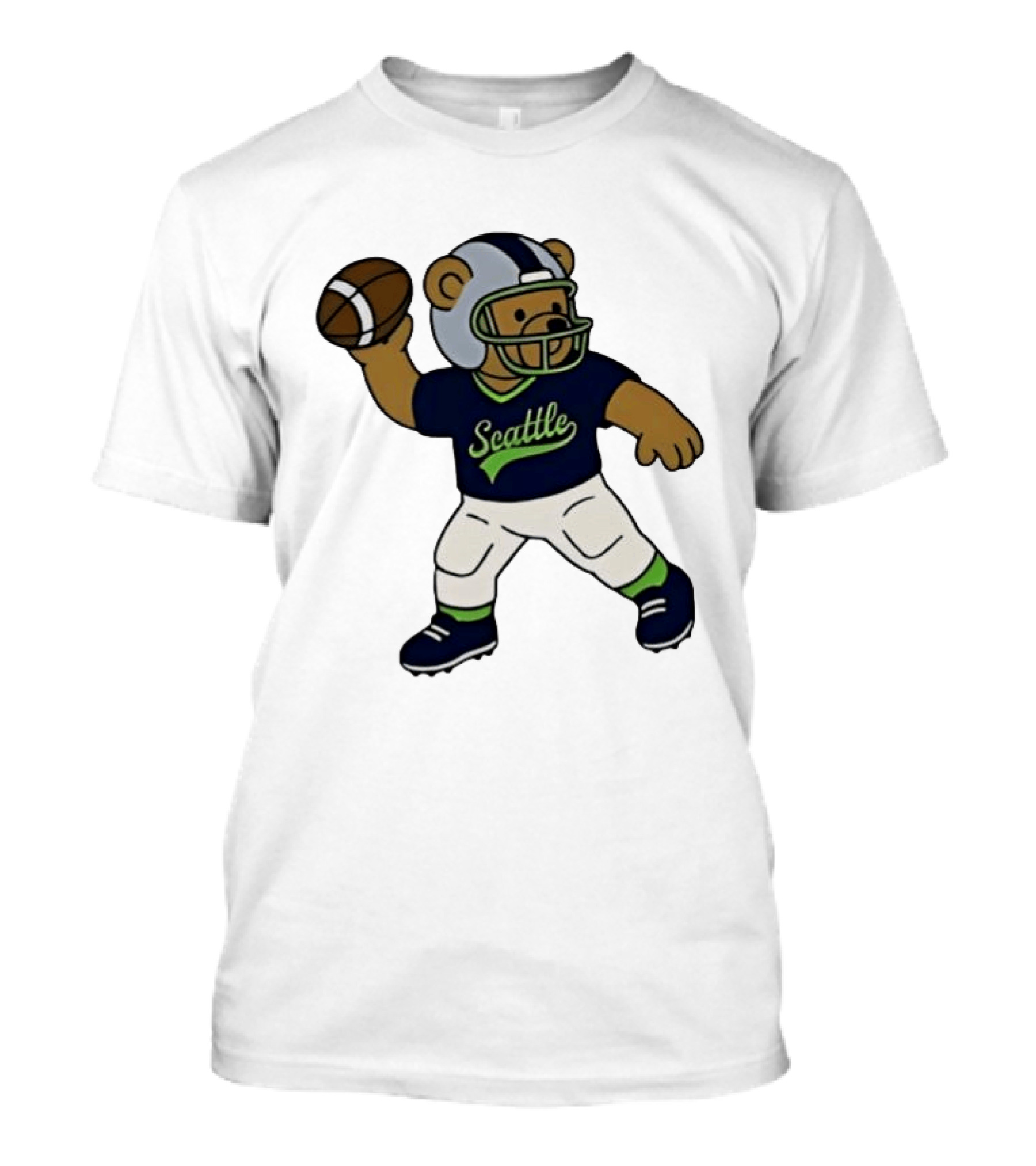 Teddy Bear Football Player Throwing Ball Seattle T-Shirt