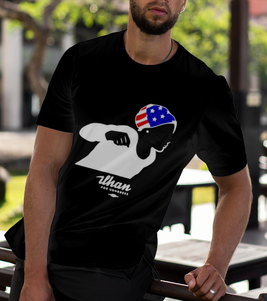 Ilhan For Congress Patriotic Runner Icon Don't Let Bullies Win T-Shirt