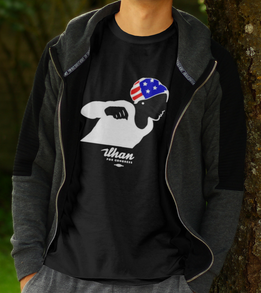 Ilhan For Congress Patriotic Runner Icon Don't Let Bullies Win T-Shirt