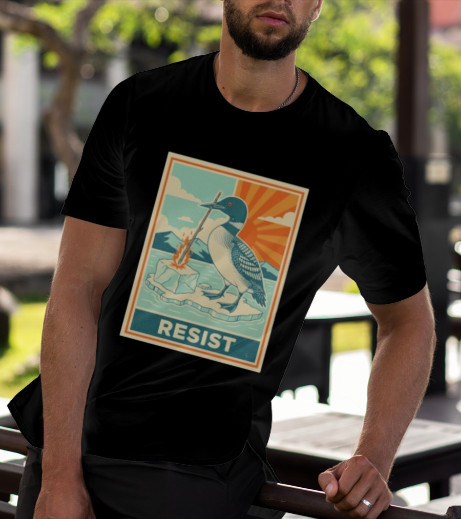 Loon Resist Climate Change Minnesota ICE Nature Conservation T-Shirt