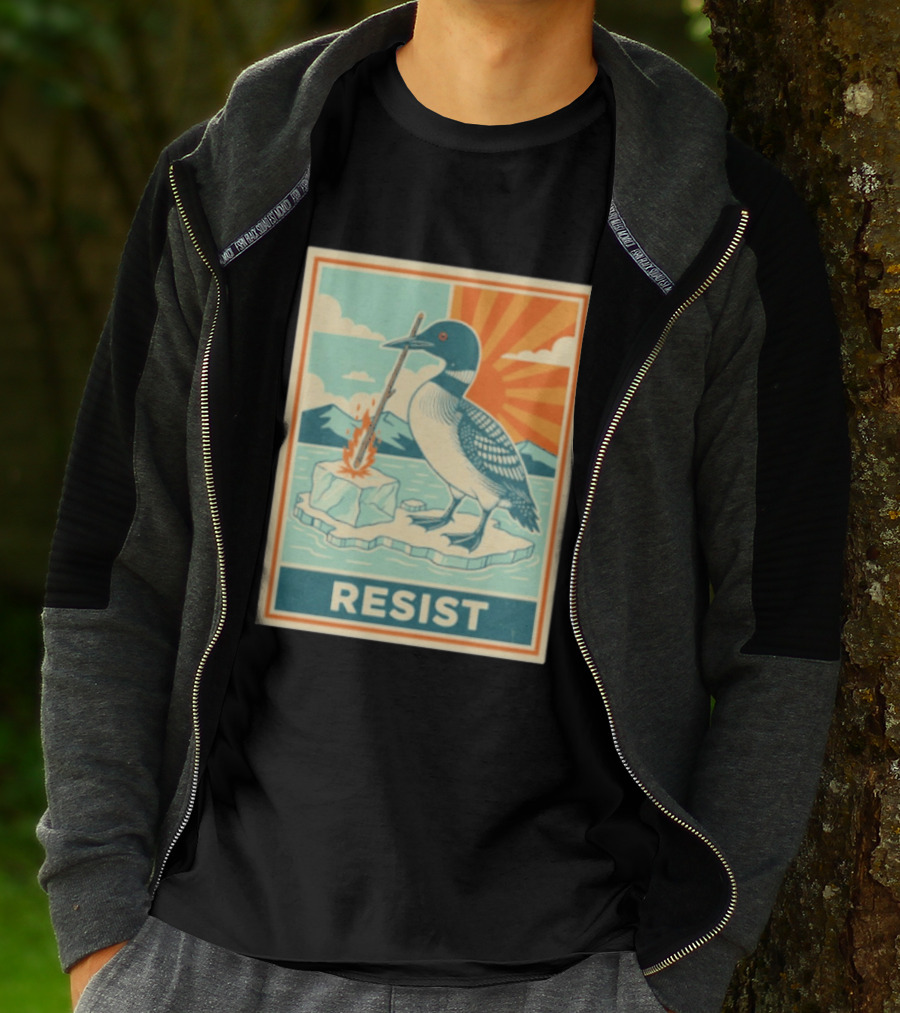 Loon Resist Climate Change Minnesota ICE Nature Conservation T-Shirt