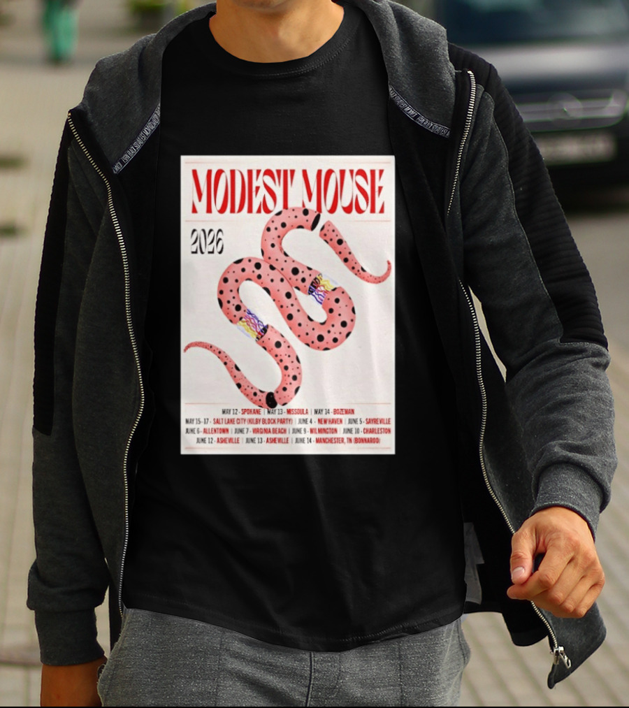 Modest Mouse Tour 2026 Spokane Missoula Bozeman Asheville Salt Lake City Sayreville Virginia Beach Wilmington Manchester T-Shirt