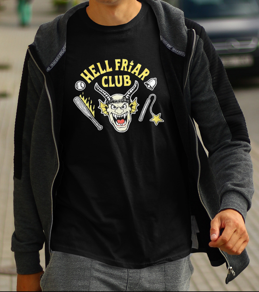 Hell Friar Club Baseball Bat Devil Bell Star T-Shirt
