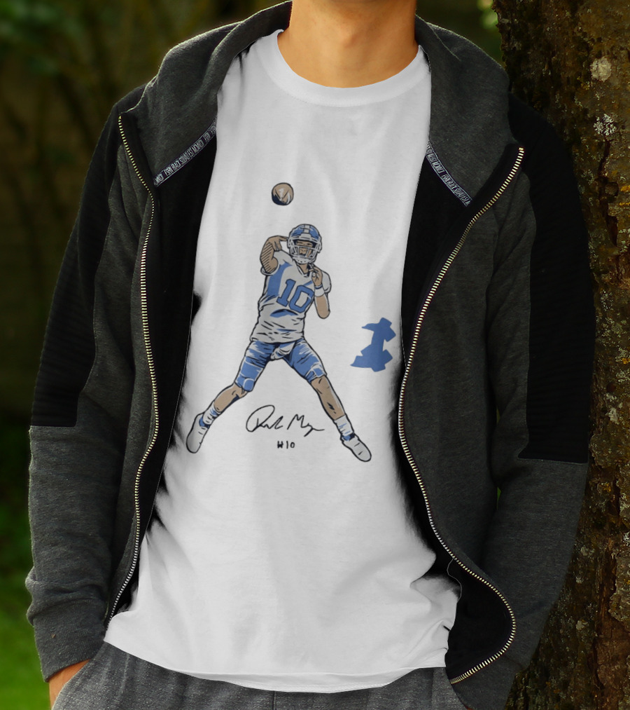Drake Maye 10 North Carolina Tar Heels Football Pro Pose T-Shirt