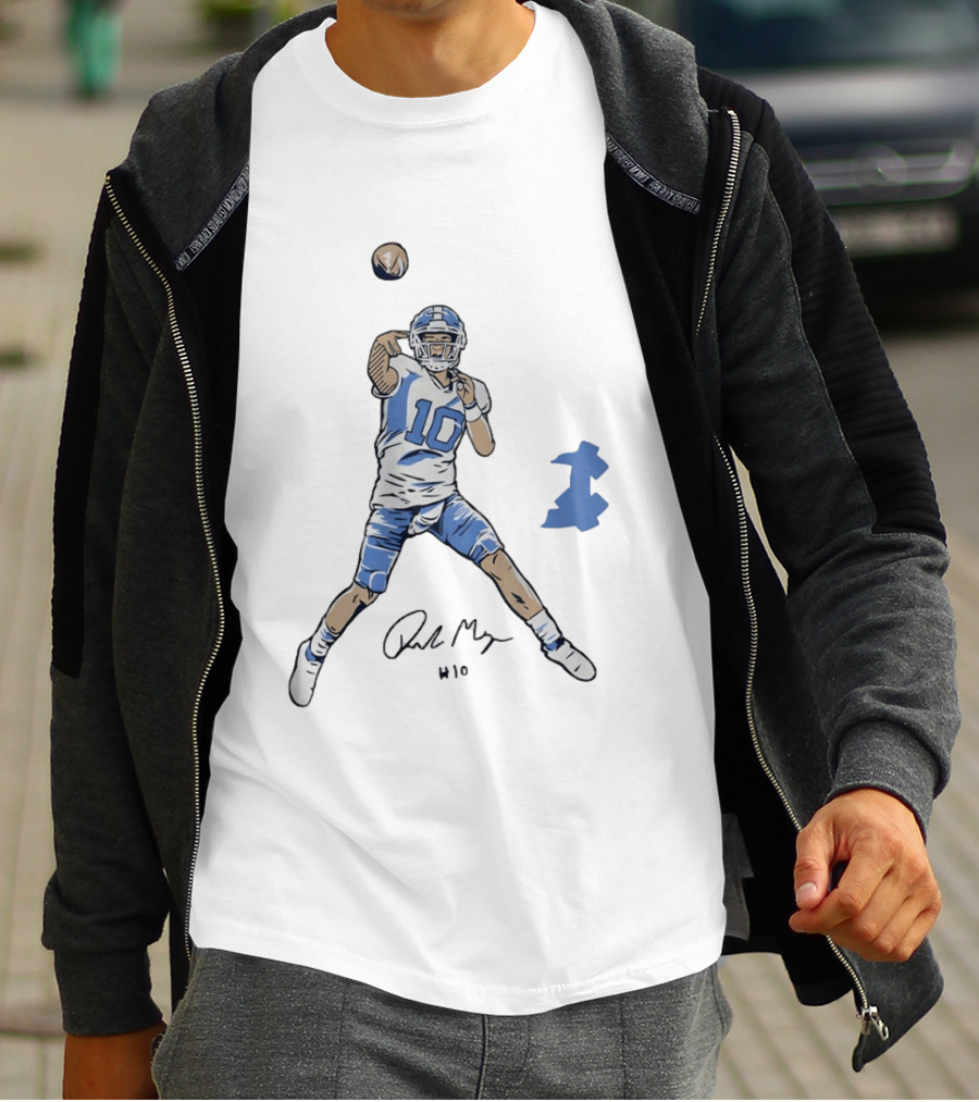 Drake Maye 10 North Carolina Tar Heels Football Pro Pose T-Shirt