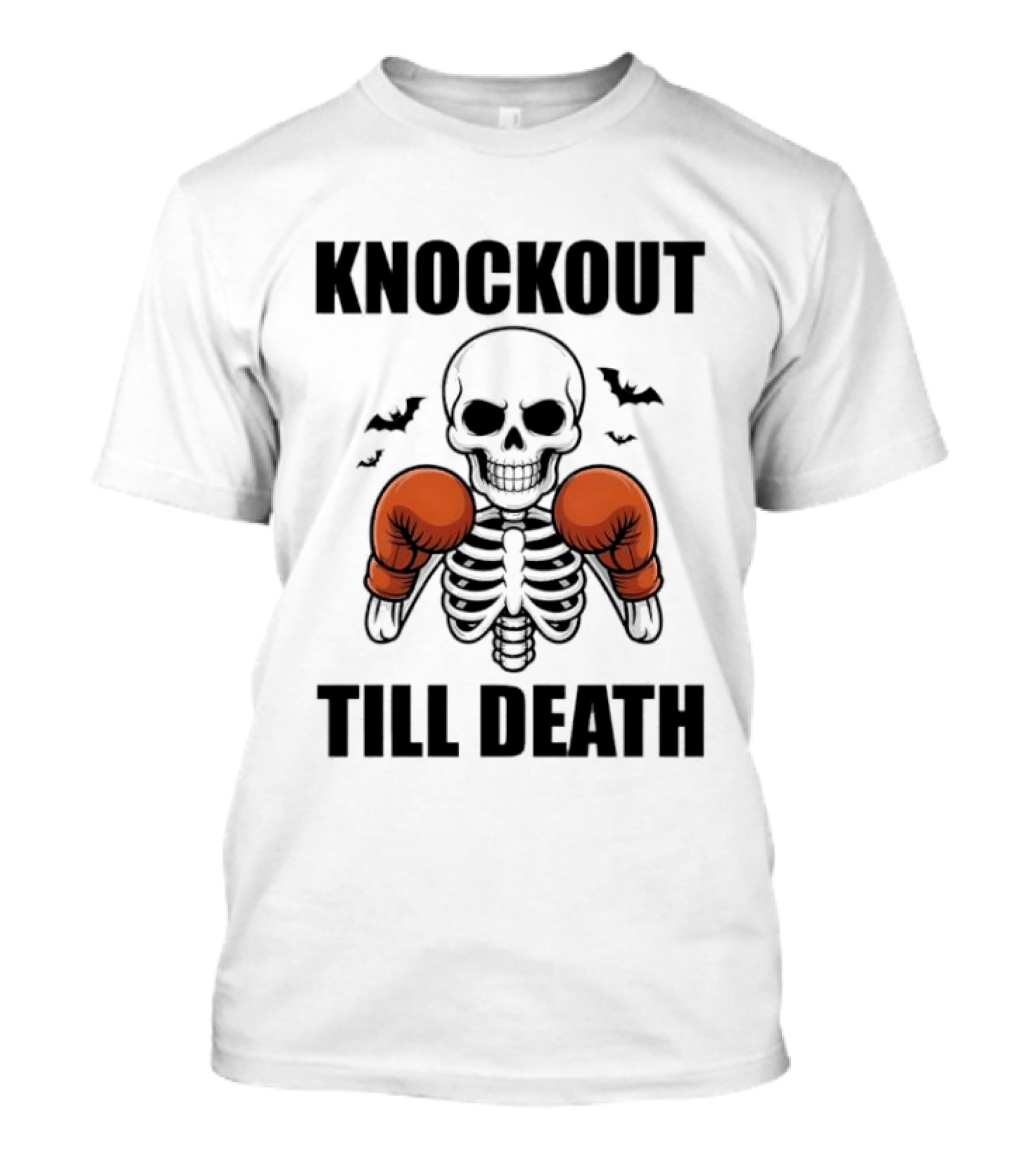 Knockout Till Death Skeleton With Boxing Gloves And Bats T-Shirt