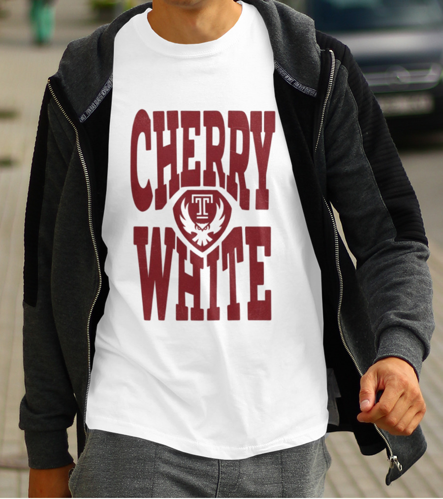 Temple Owls Cherry White T T-Shirt