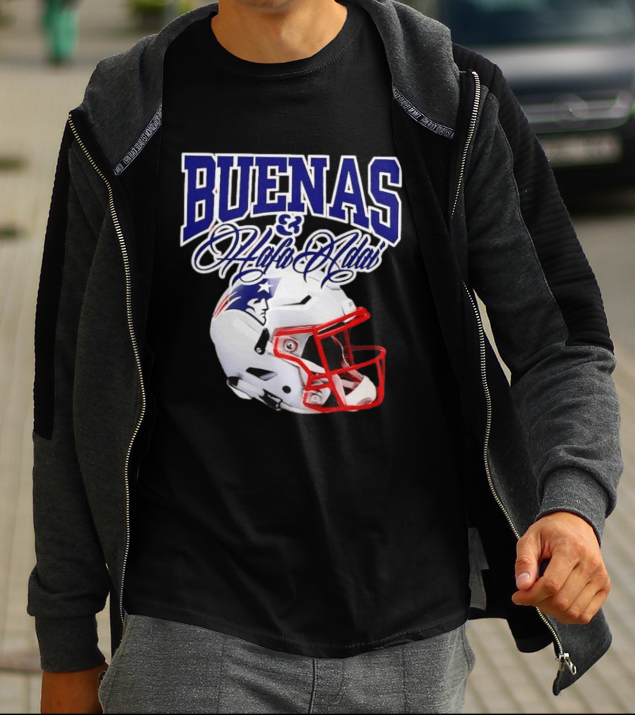 Buenas Hafa Adai New England Patriots Football Helmet T-Shirt