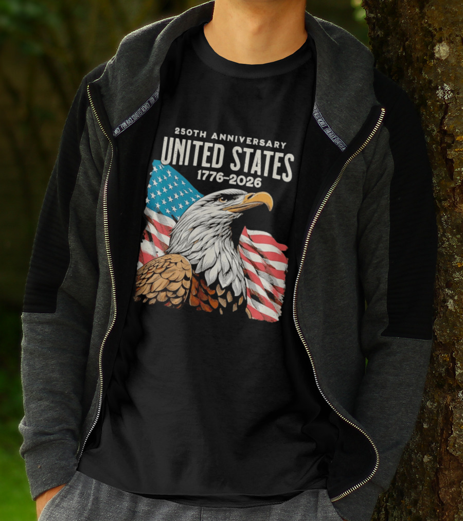 250th Anniversary United States 1776 2026 Bald Eagle And American Flag T-Shirt