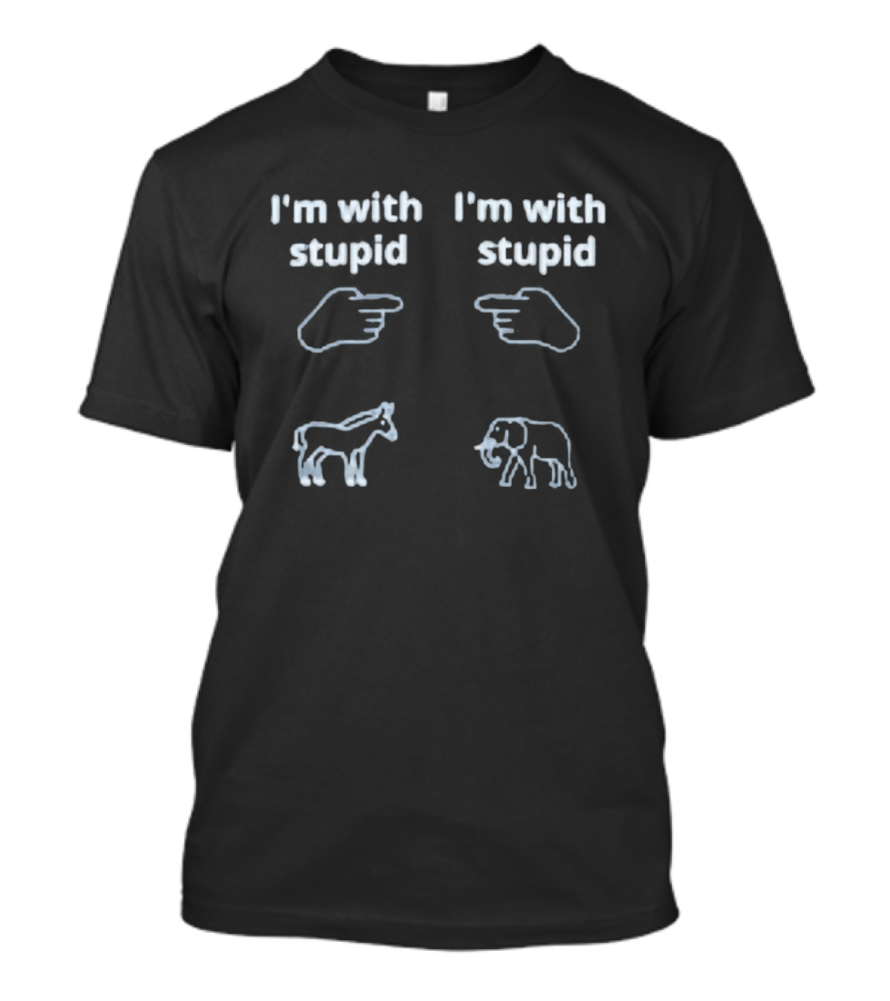 I'm With Stupid Donkey Elephant Political Humor T-Shirt