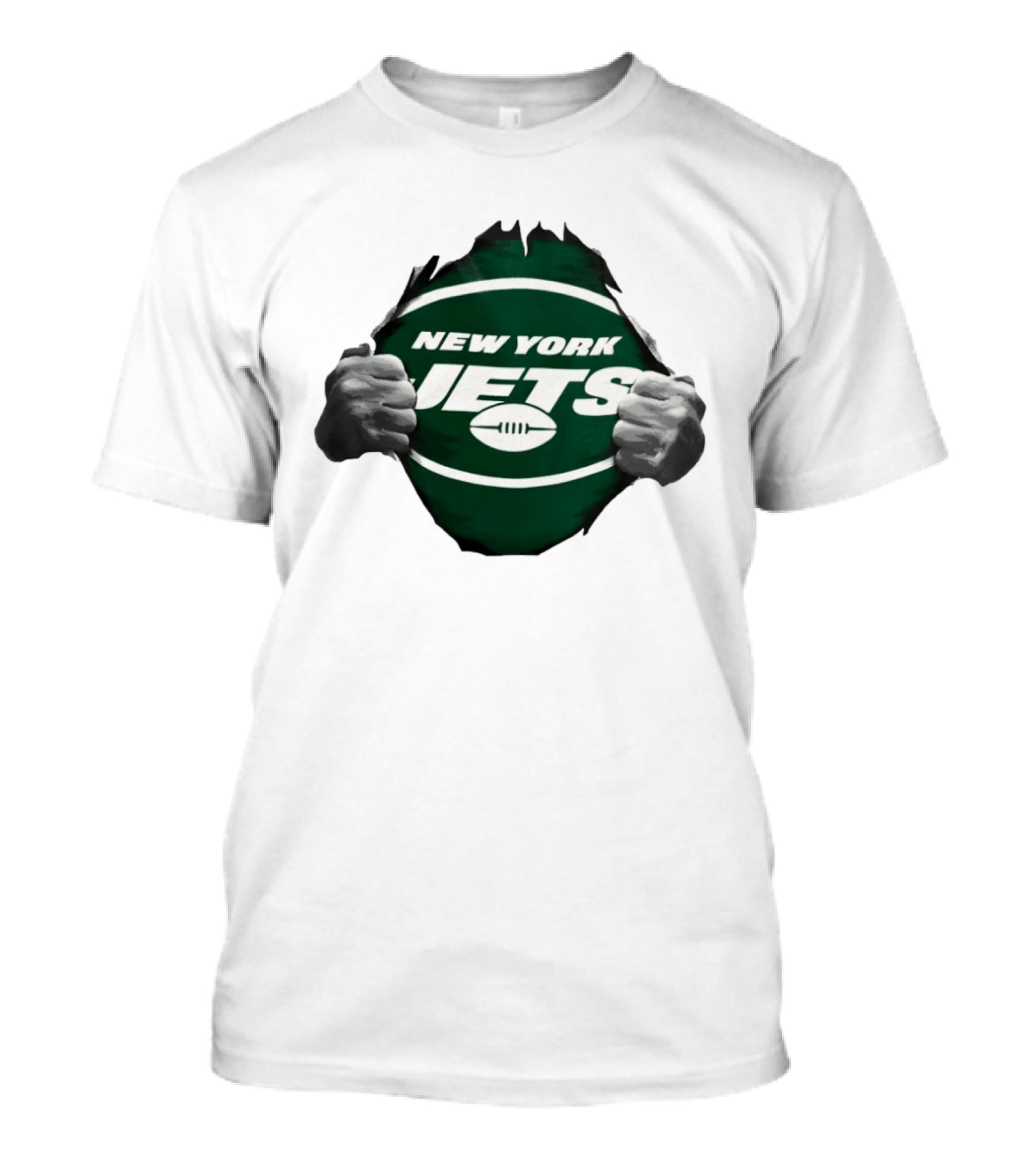 New York Jets Football Ripped Off Fist Reveal Fan Tearing T-Shirt