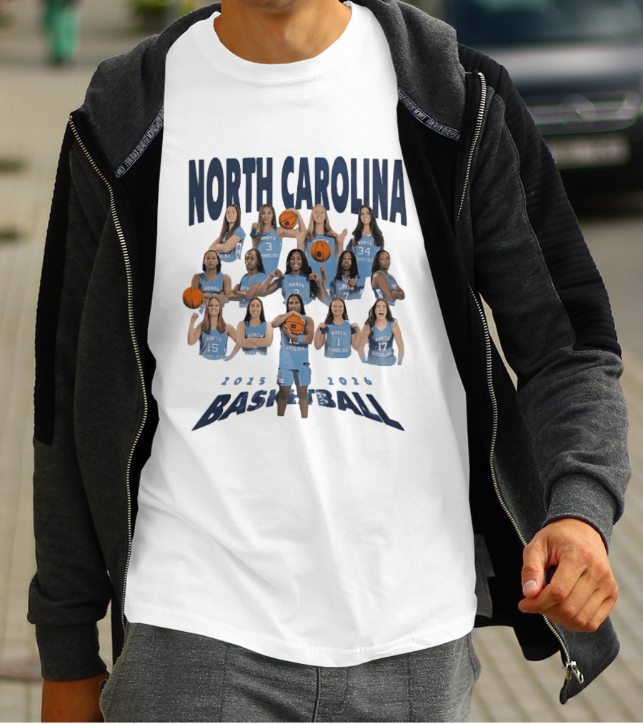North Carolina Tar Heels Basketball 2025 2026 Team Players T-Shirt