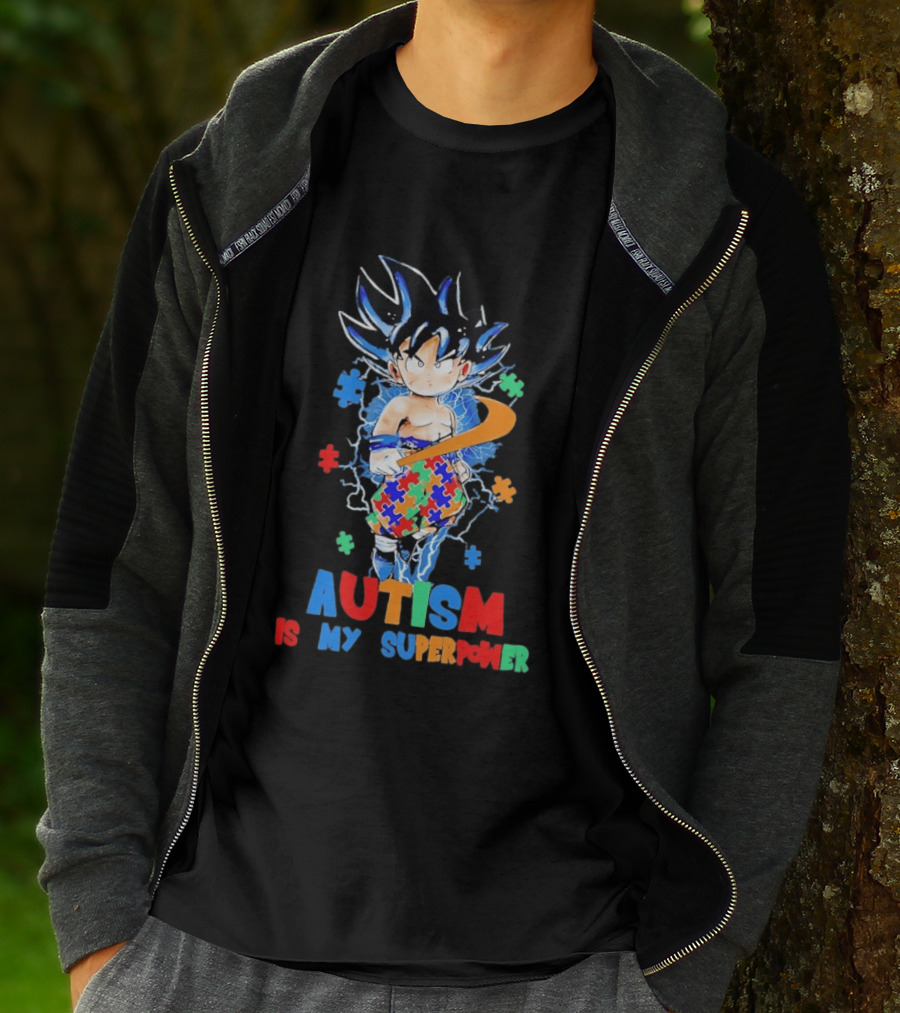 Dragon Ball Son Goku Autism Is My Superpower Puzzle Piece T-Shirt