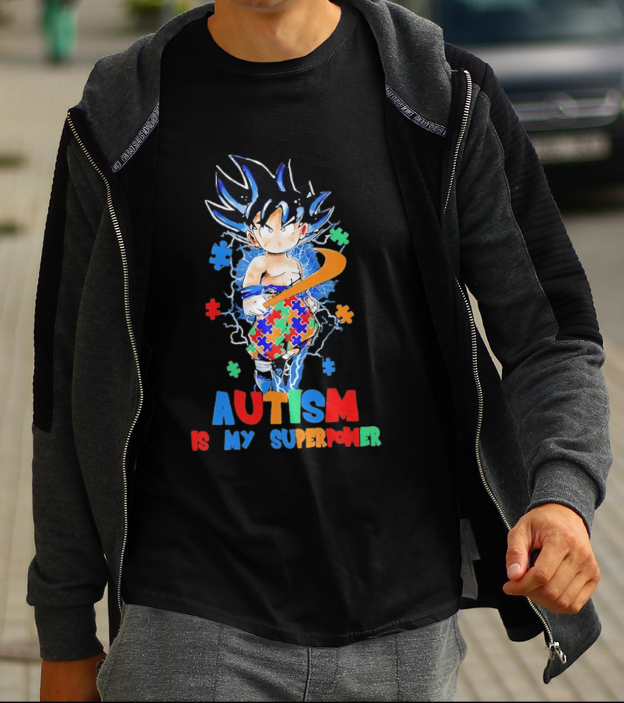 Dragon Ball Son Goku Autism Is My Superpower Puzzle Piece T-Shirt