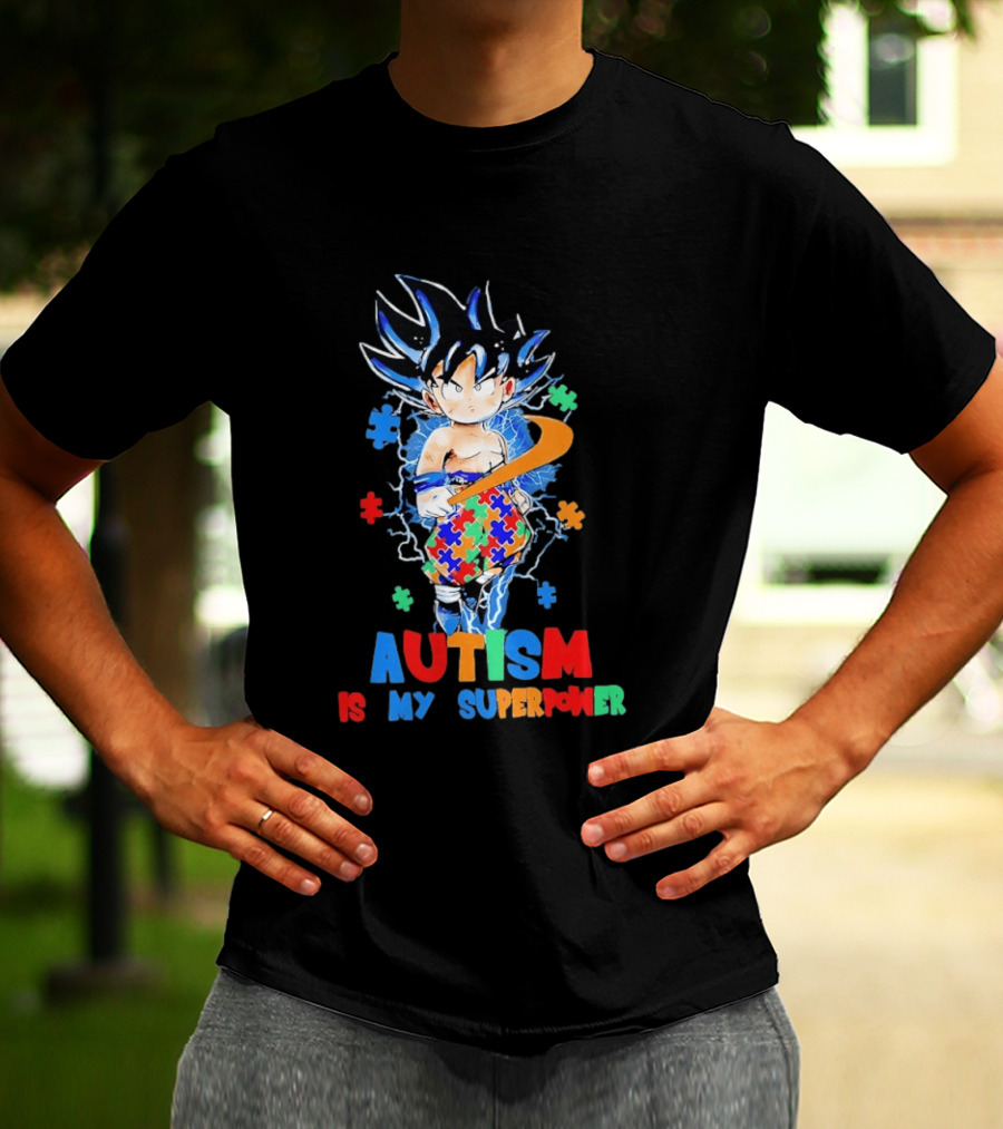 Dragon Ball Son Goku Autism Is My Superpower Puzzle Piece T-Shirt