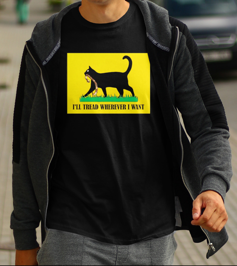 Black Cat I'll Tread Wherever I Want Gadsden T-Shirt