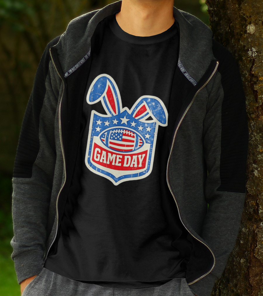 Easter Football Game Day American Bad Bunny Stars Stripes T-Shirt