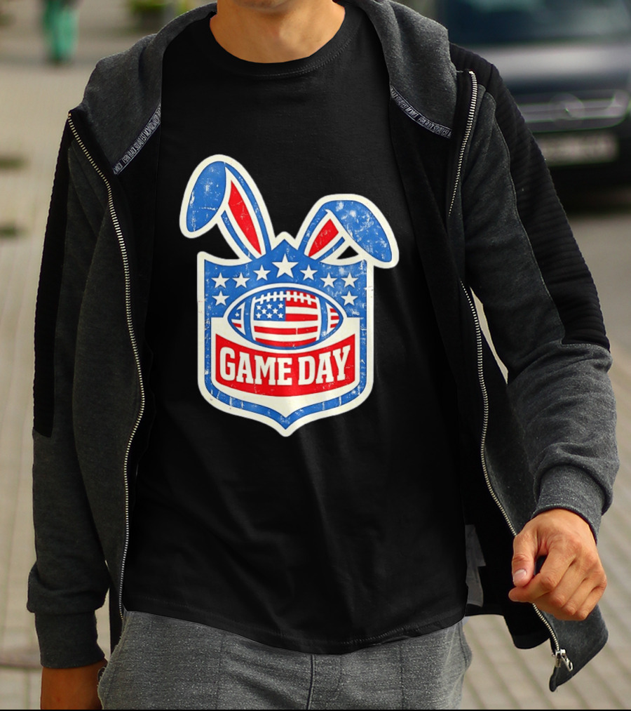 Easter Football Game Day American Bad Bunny Stars Stripes T-Shirt