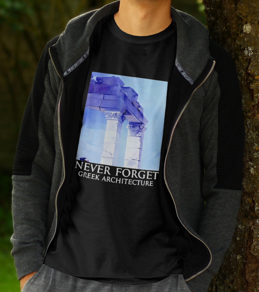 Never Forget Greek Architecture Two Columns T-Shirt