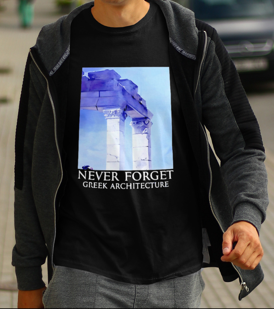 Never Forget Greek Architecture Two Columns T-Shirt