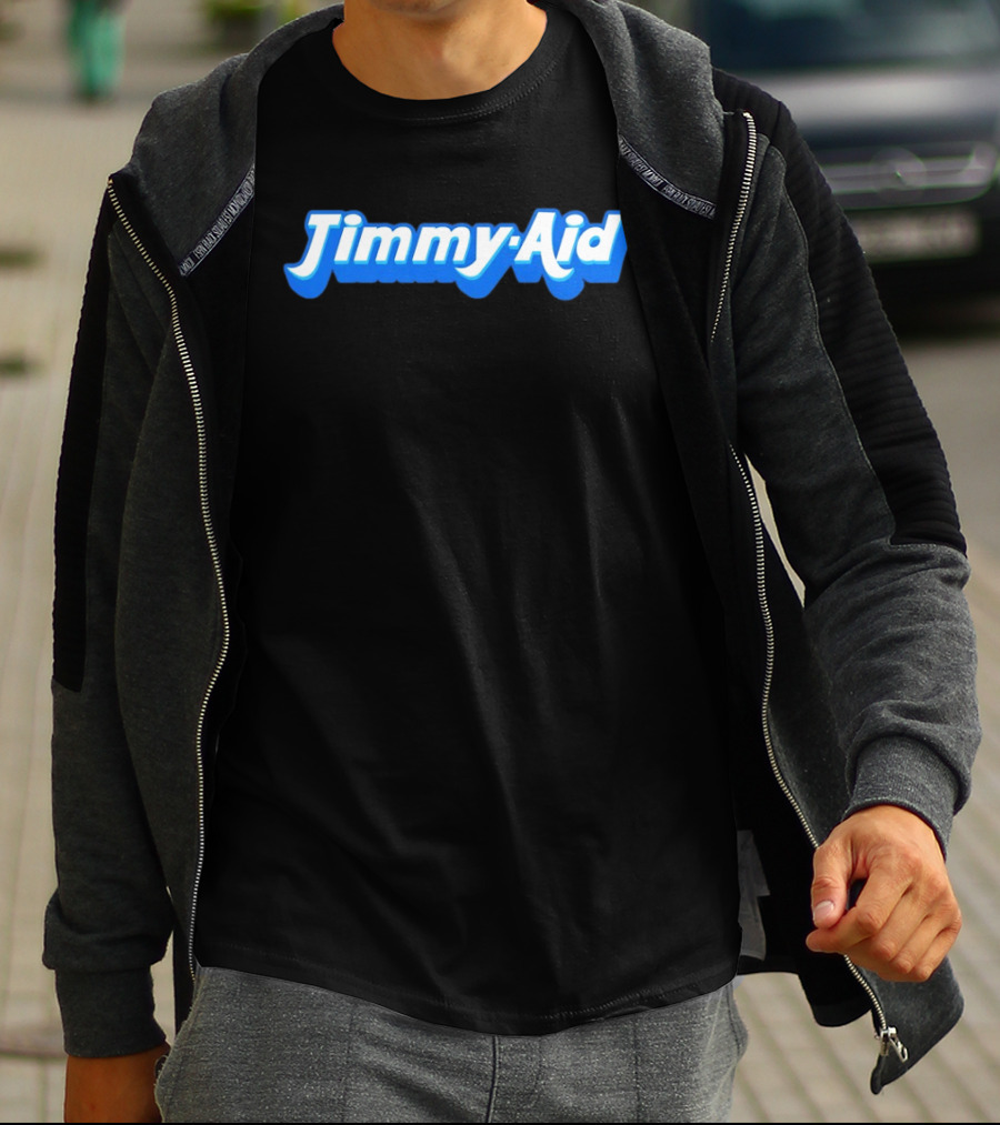 Jimmy Aid Bold Blue Retro Font T-Shirt
