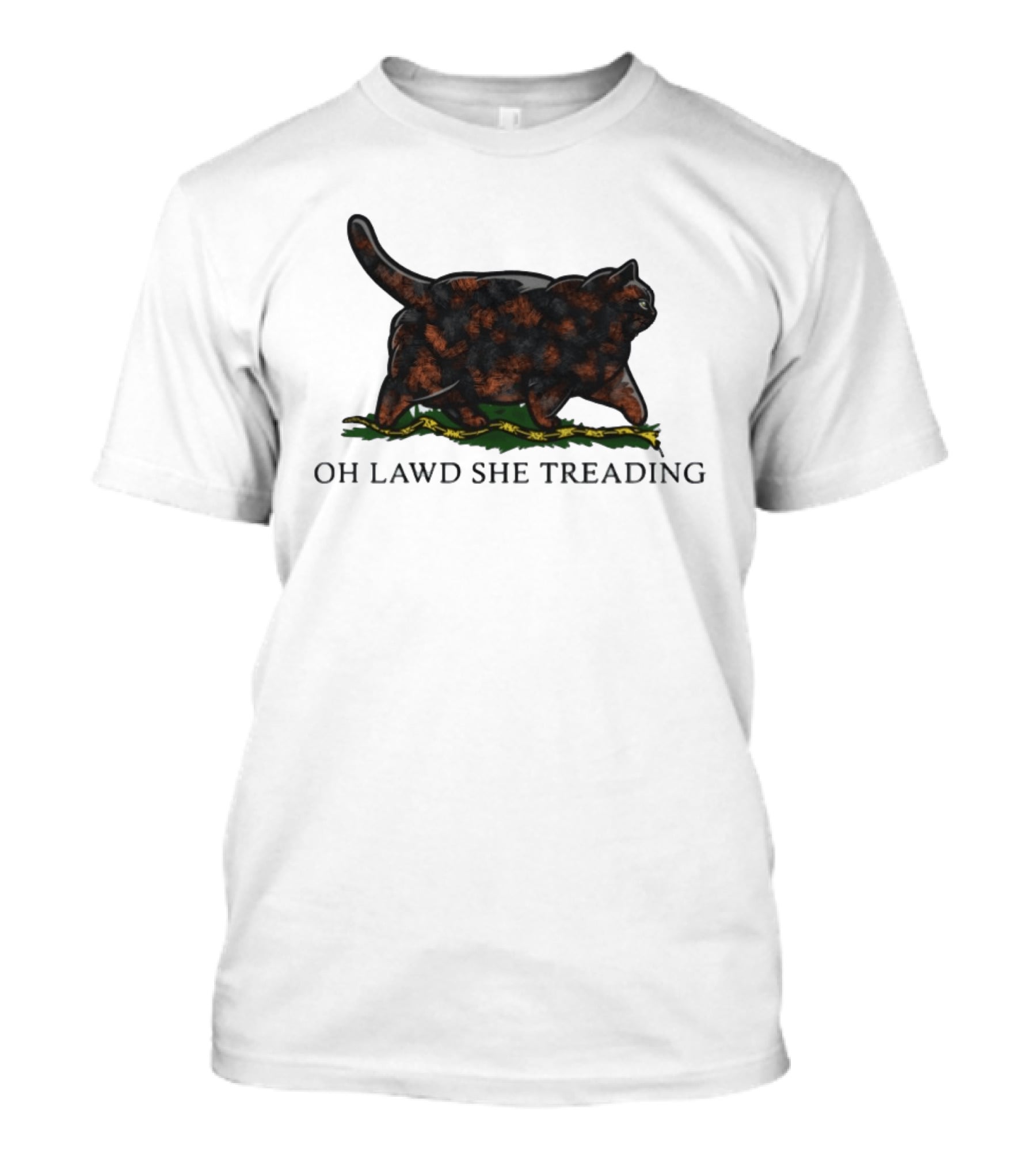 Oh Lawd She Treading Black Cat Walking On Snake T-Shirt