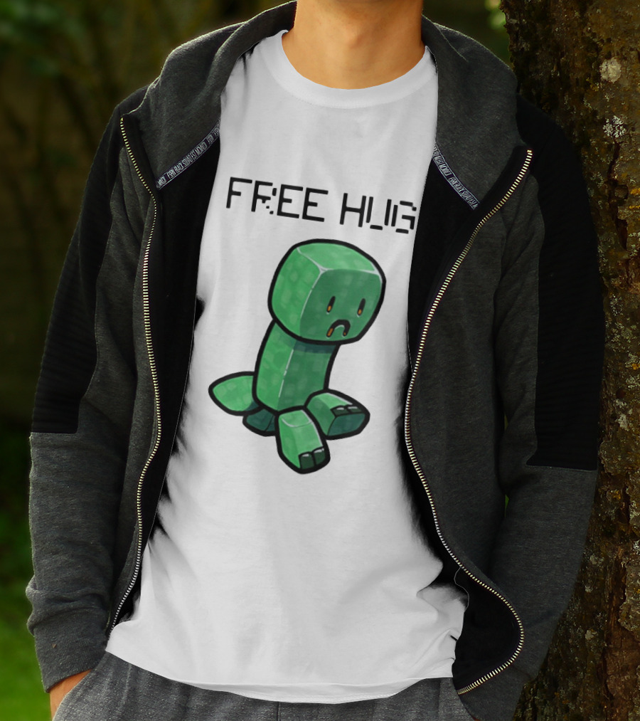 Sad Creeper Free Hug Pixel Art Fandom Humor T-Shirt