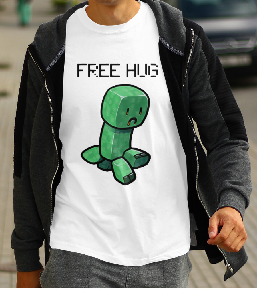Sad Creeper Free Hug Pixel Art Fandom Humor T-Shirt