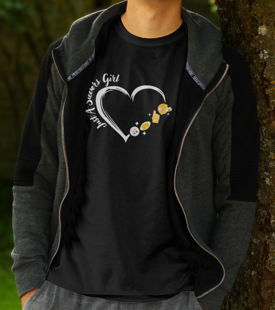 Just A Steelers Girl Heart With Football And Helmet T-Shirt