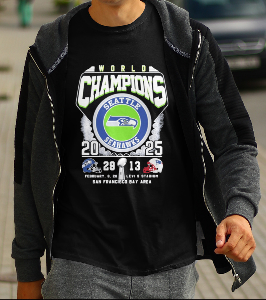 Seattle Seahawks World Champions 2025 Score 29 13 Levi's Stadium San Francisco Bay Area T-Shirt