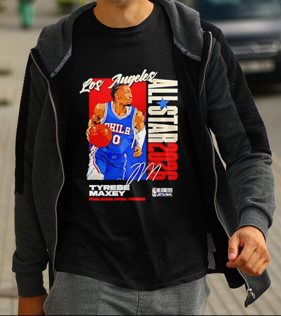 Los Angeles All Star 2026 Tyrese Maxey Philadelphia 76ers NBA Player T-Shirt