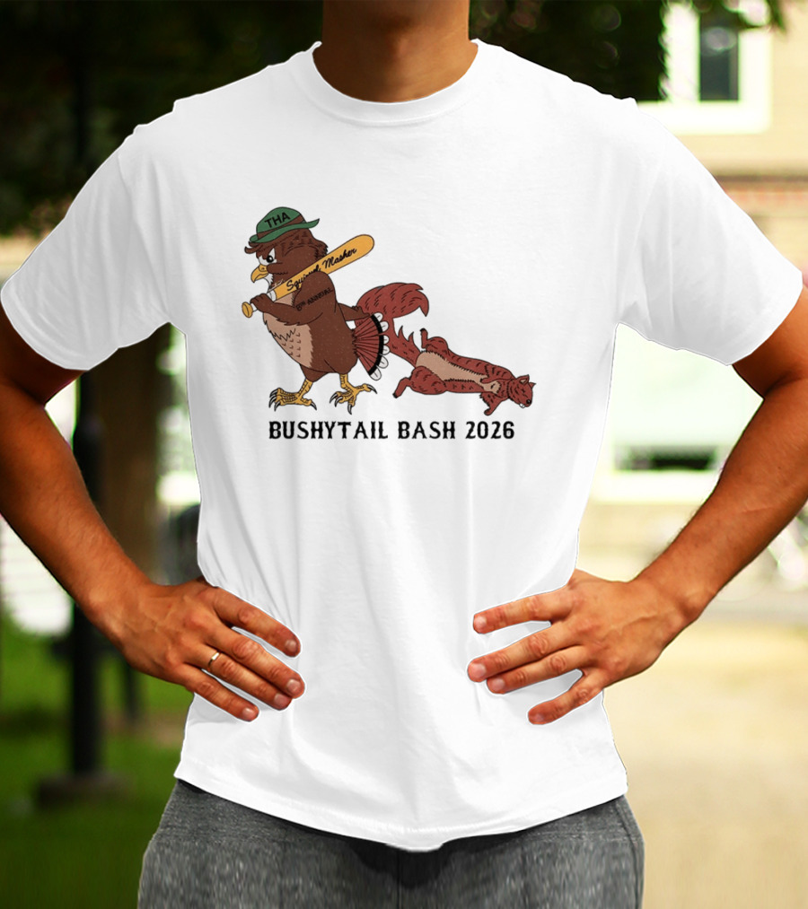 Bushytail Bash 2026 THA Squirrel Masher Owl Baseball T-Shirt