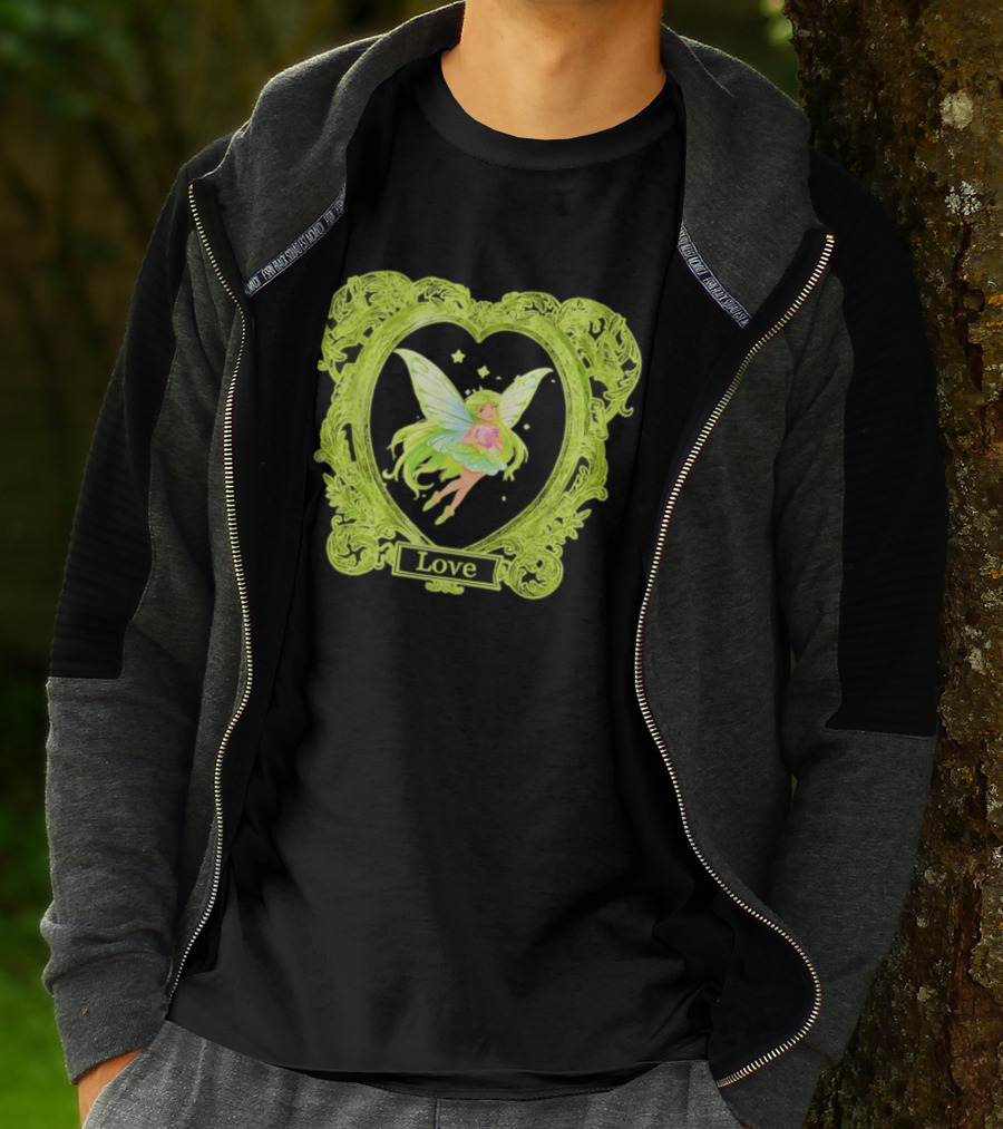 Love Angel Fairy In Ornate Heart Frame T-Shirt