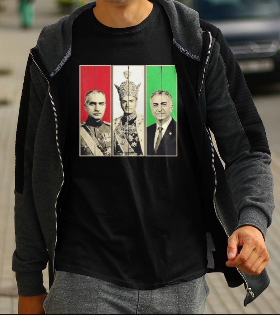 Pahlavi Dynasty Generations Reza Shah Mohammad Reza Iran Flag T-Shirt