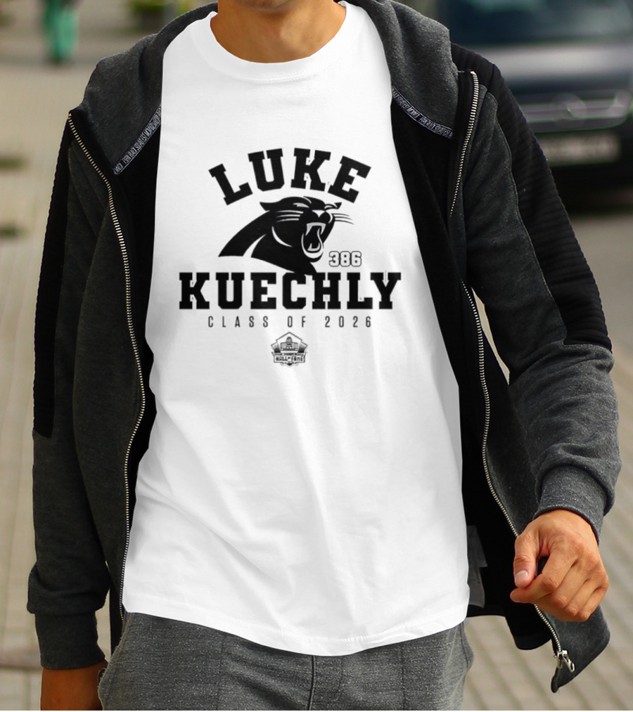 Luke Kuechly Carolina Panthers 386 Class Of 2026 Pro Football Hall Of Fame T-Shirt