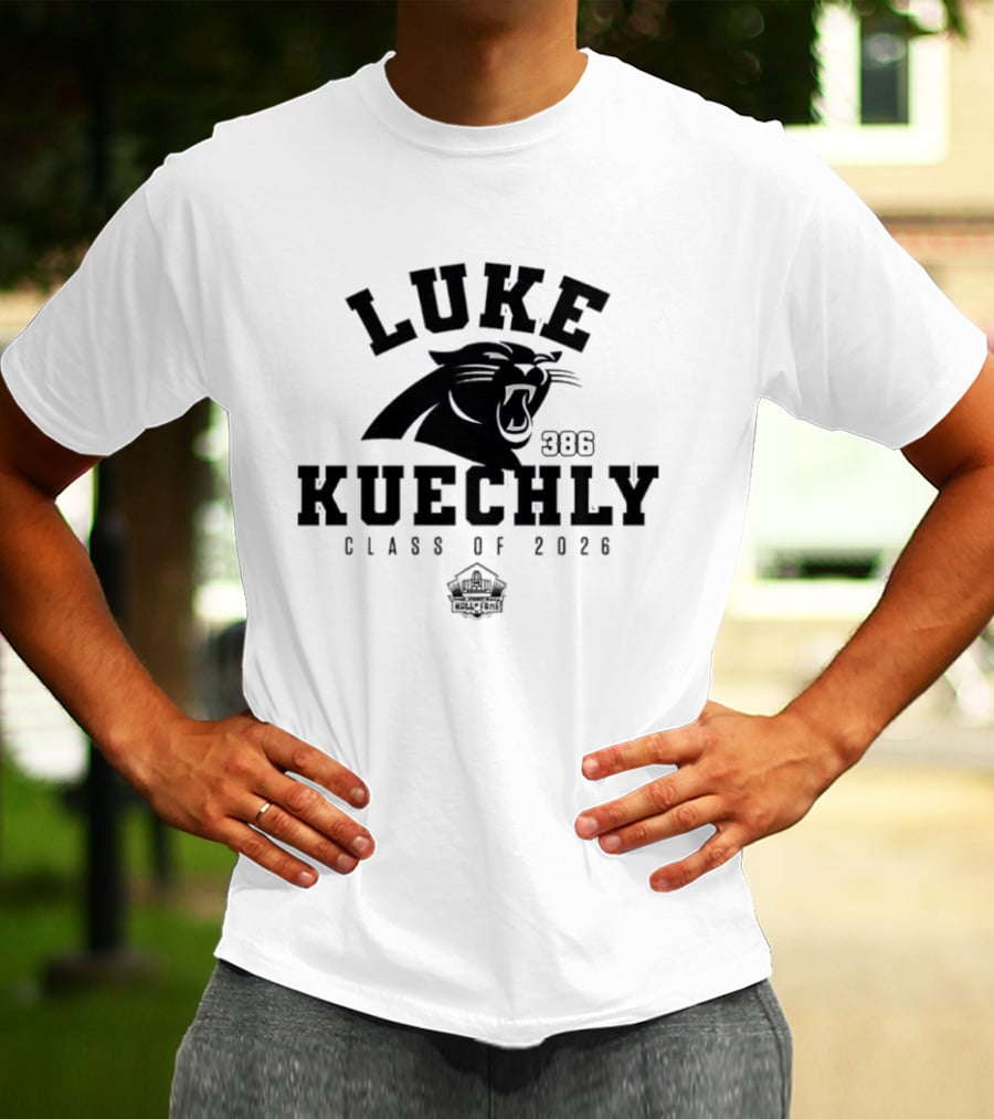 Luke Kuechly Carolina Panthers 386 Class Of 2026 Pro Football Hall Of Fame T-Shirt