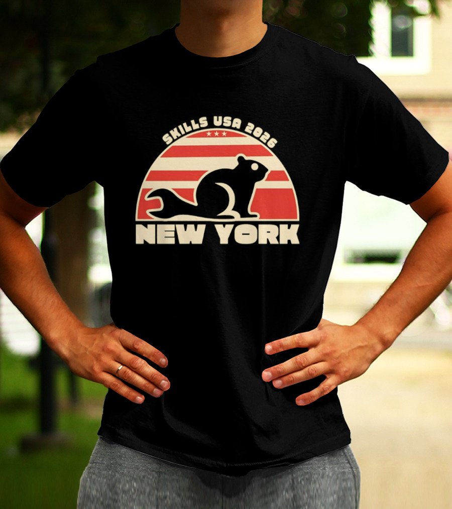 Skills USA 2026 New York Patriotic Beaver Flag T-Shirt