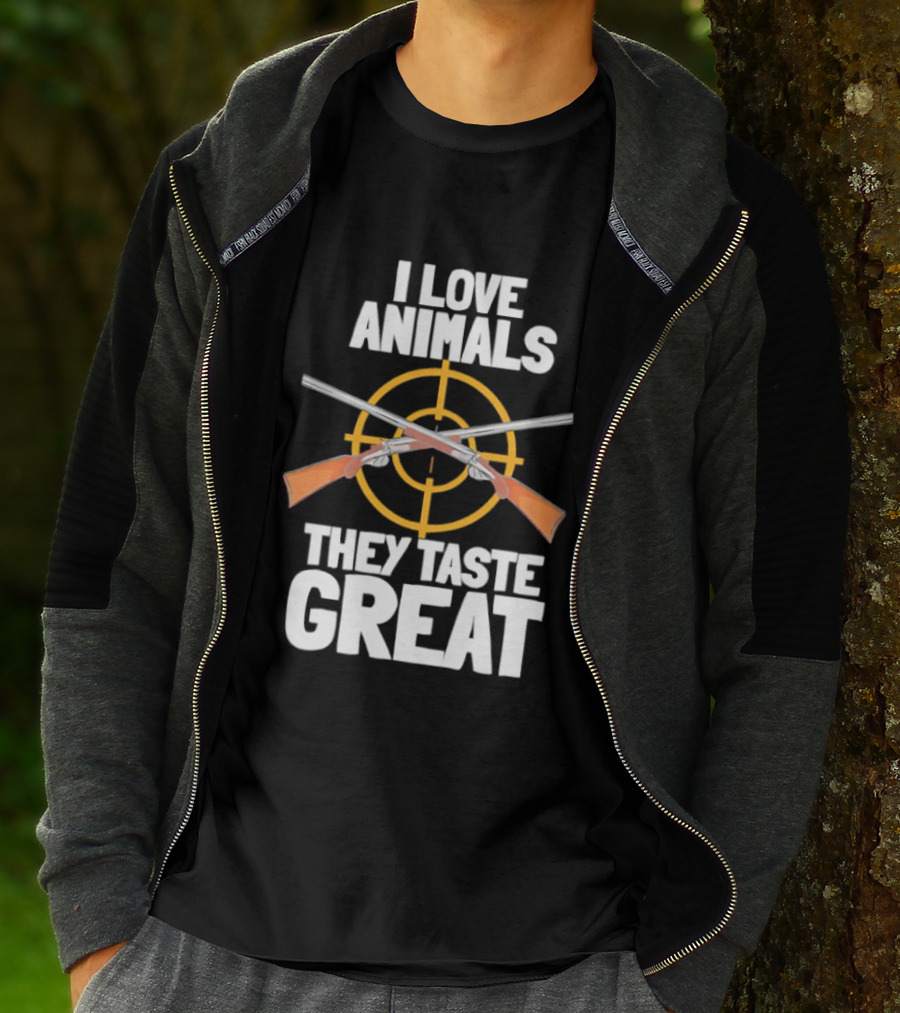 I Love Animals They Taste Great Hunting Humor T-Shirt