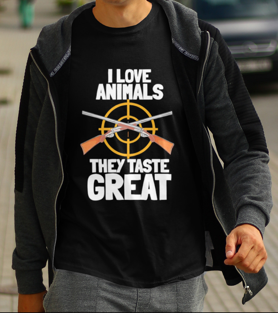 I Love Animals They Taste Great Hunting Humor T-Shirt