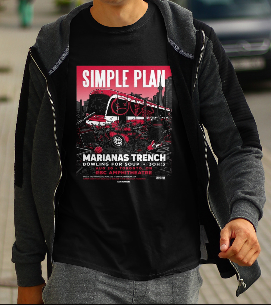 Simple Plan Marianas Trench Bowling For Soup 3OH!3 2026 Toronto RBC Amphitheatre August 20 T-Shirt