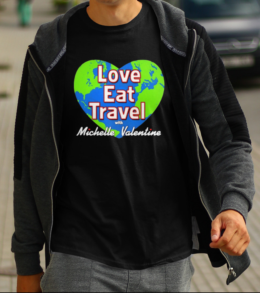 Love Eat Travel With Michelle Valentine Heart Map T-Shirt
