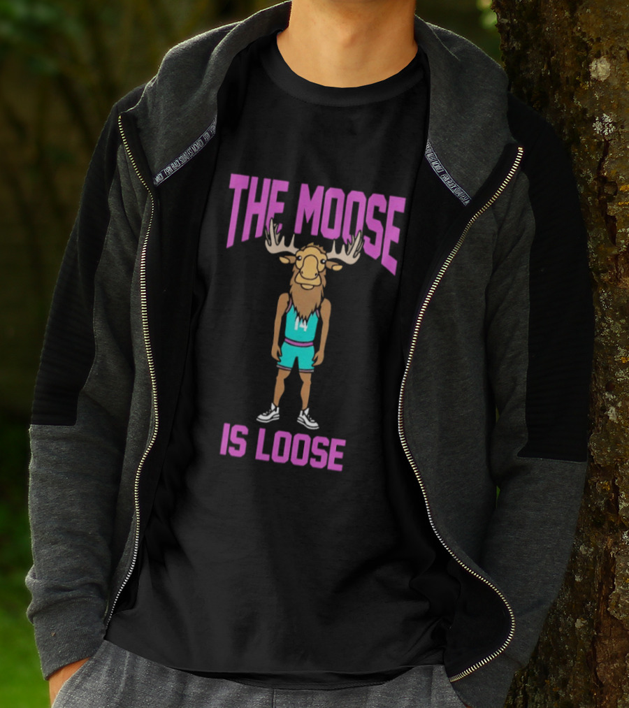 The Moose Is Loose Charlotte Hornets Basketball Player Cartoon T-Shirt