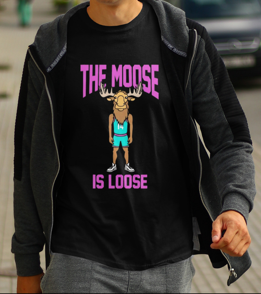 The Moose Is Loose Charlotte Hornets Basketball Player Cartoon T-Shirt
